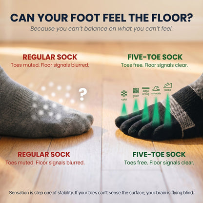 HEROSOX Five-Toe DotGrip™ Ankle Socks
